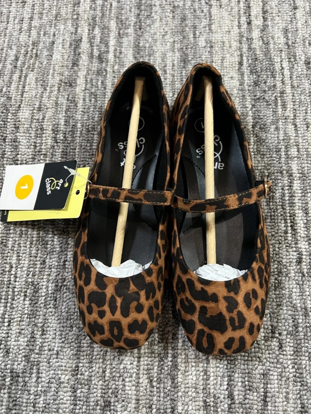 Art Class Girls Brown Bronwyn Mary Jane Flats Leopard Print Various Sizes